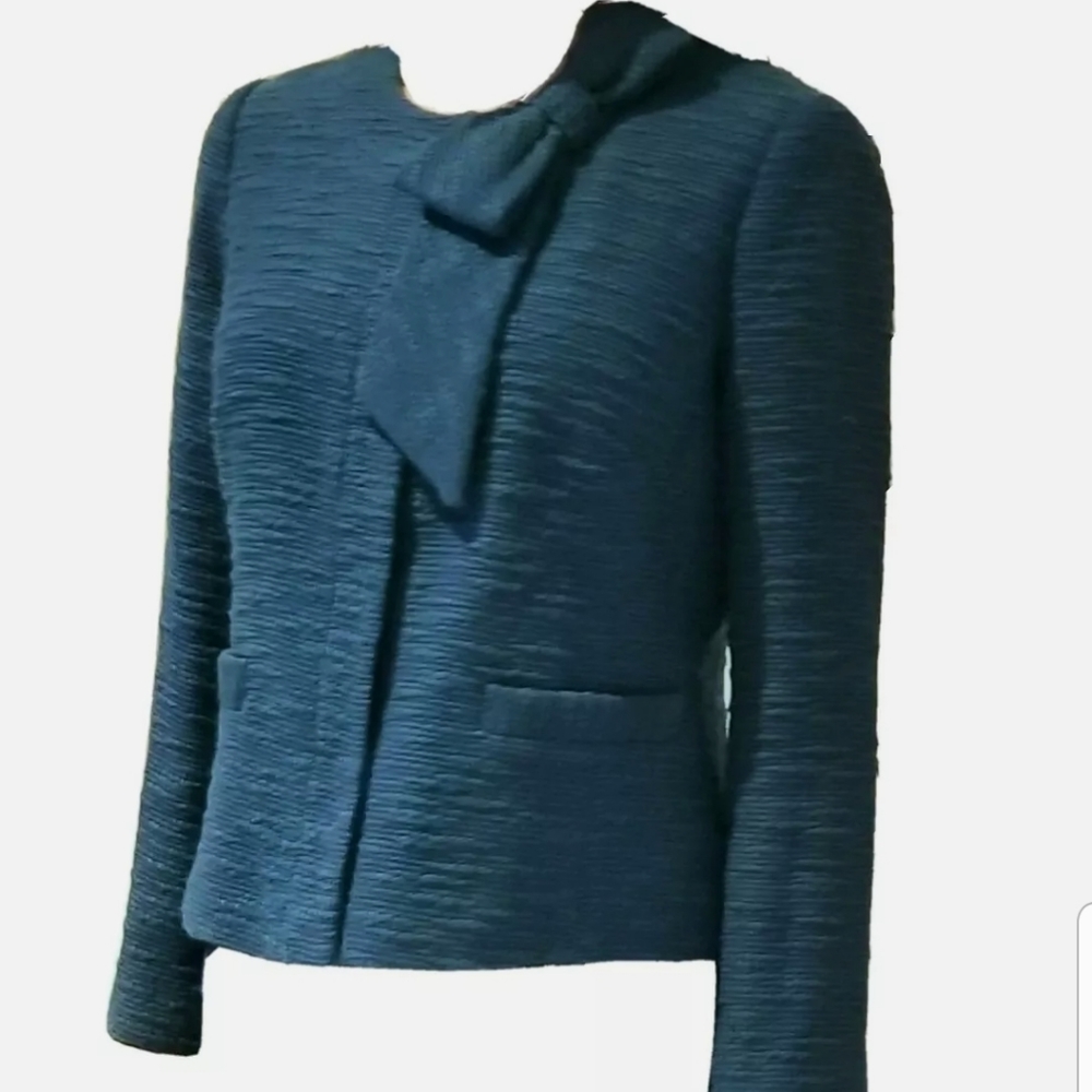 Millie of New York Tweed Boucle Teal Jacket sz 6